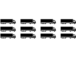 ≈ 年間平均輸送量12台／人／年間シャンプーボトル約12本